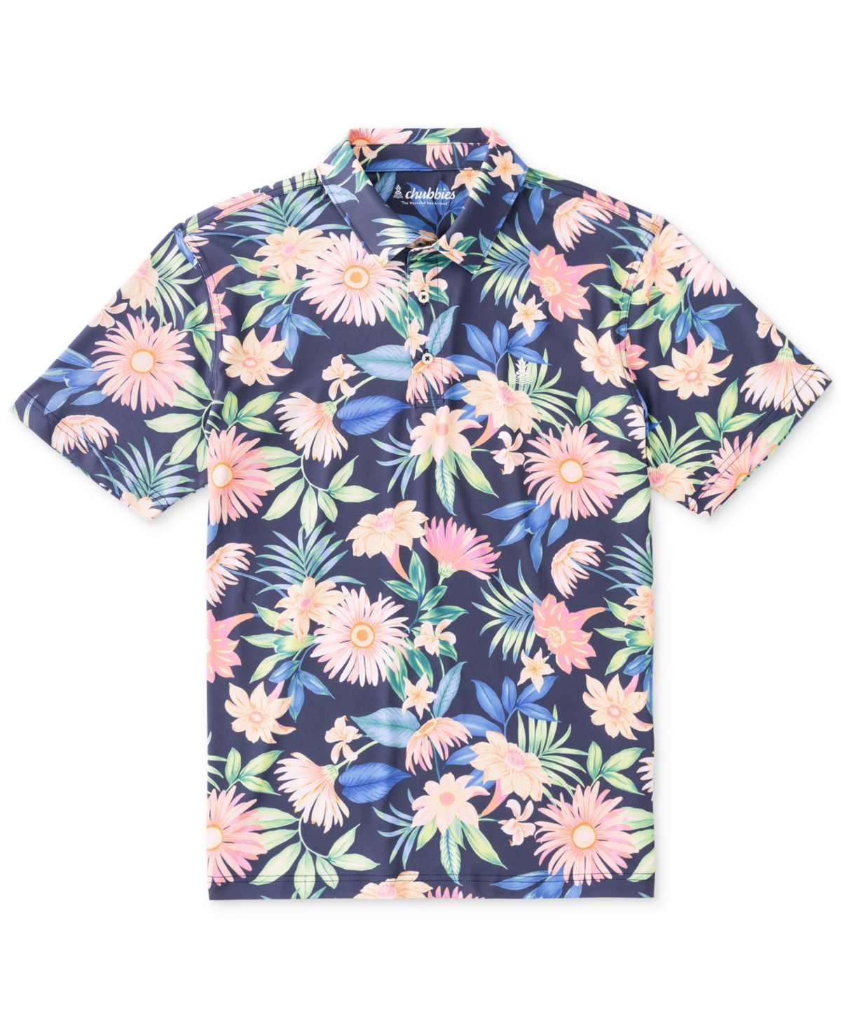 Men's The Big Bloomer Short Sleeve Floral Print Polo Shirt - Navy