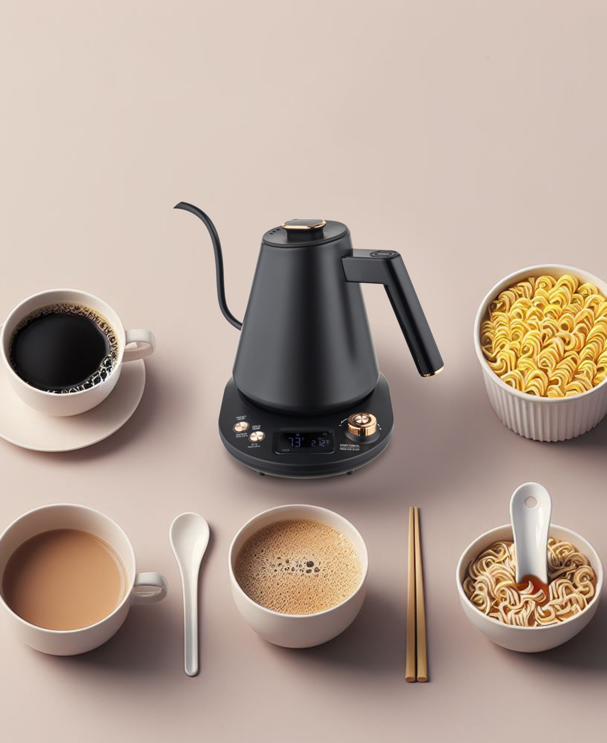 Elite Cuisine 1litre Digital Gooseneck Water Kettle Ekt5031 In Black