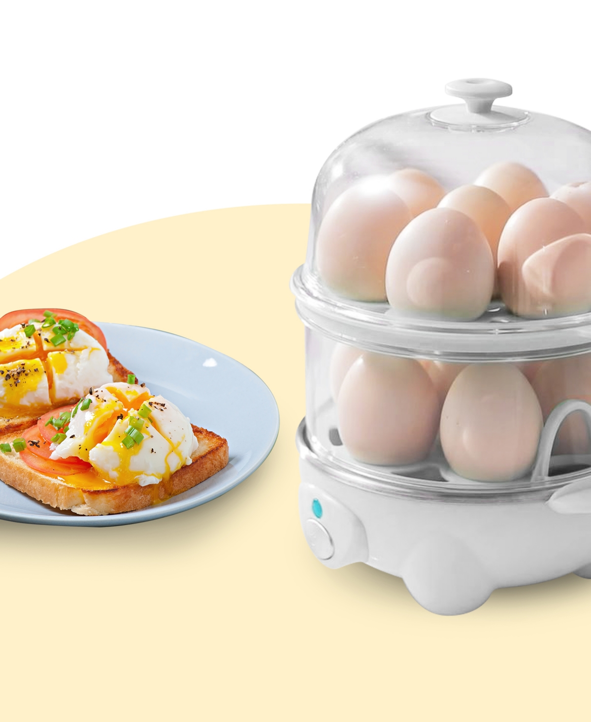 Elite Cuisine 2-tier Automatic Egg Cooker/steamer Egc4150 In White