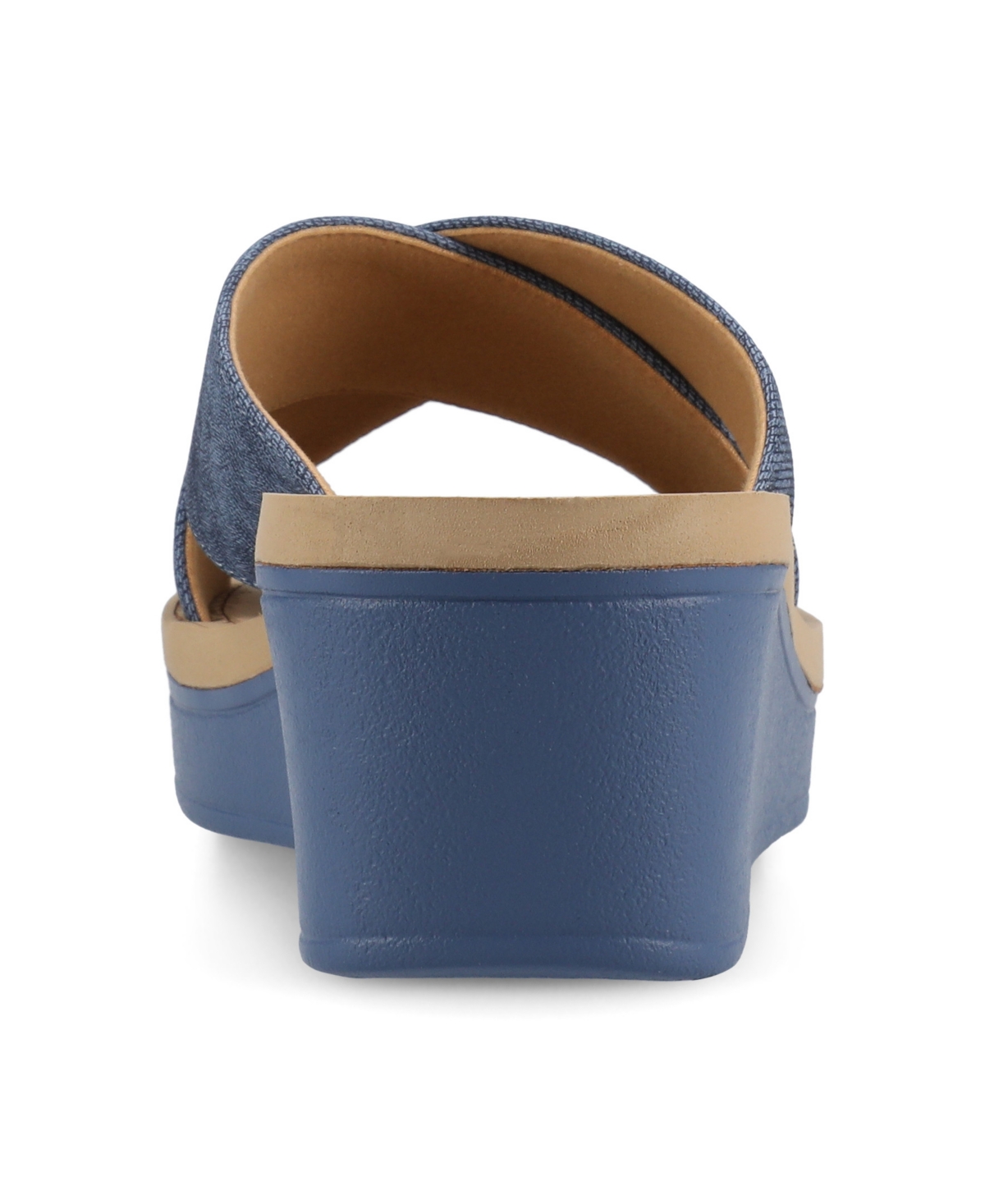 Shop Journee Collection Women's Biara Crisscross Platform Wedge Sandals In Denim