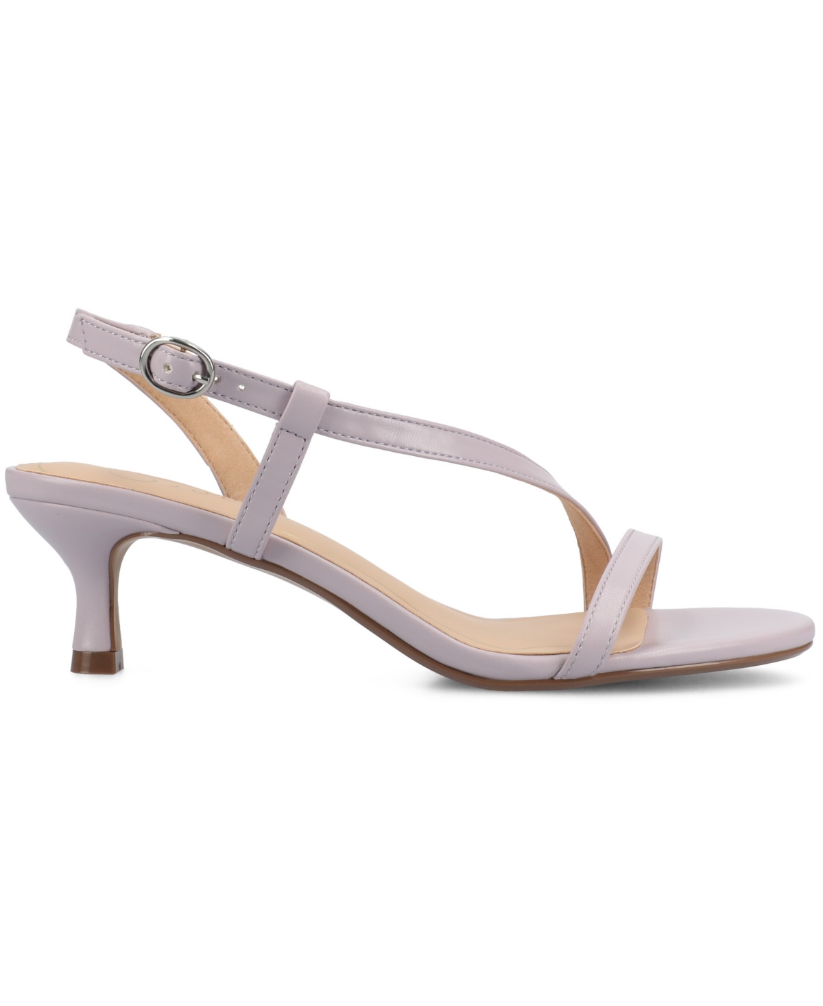 Shop Journee Collection Women's Jemry Asymmetrical Strap Kitten Heel Strap Dress Sandals In Lilac