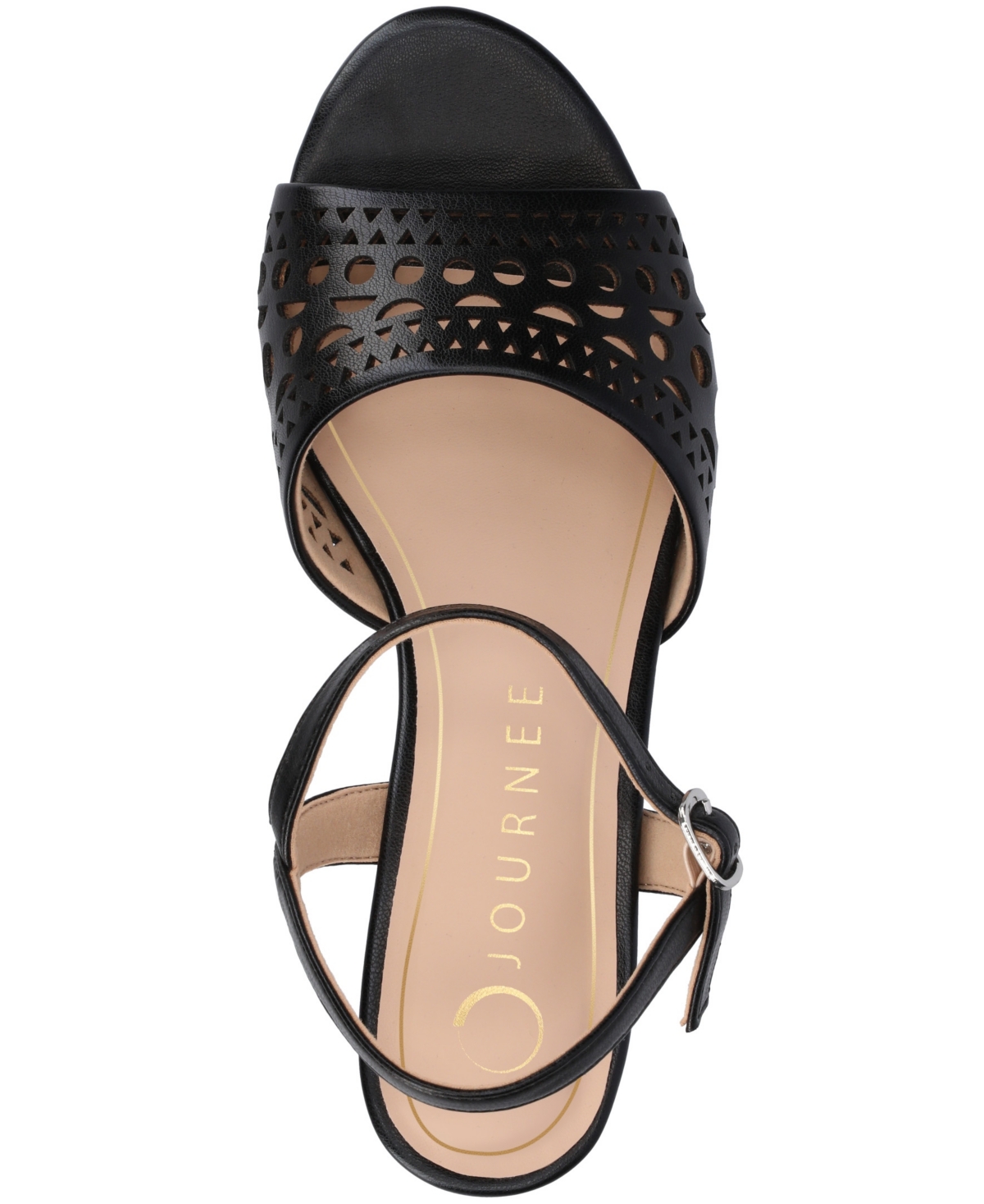 Shop Journee Collection Women's Jessly Perforated Kitten Heel Dress Sandals In Black