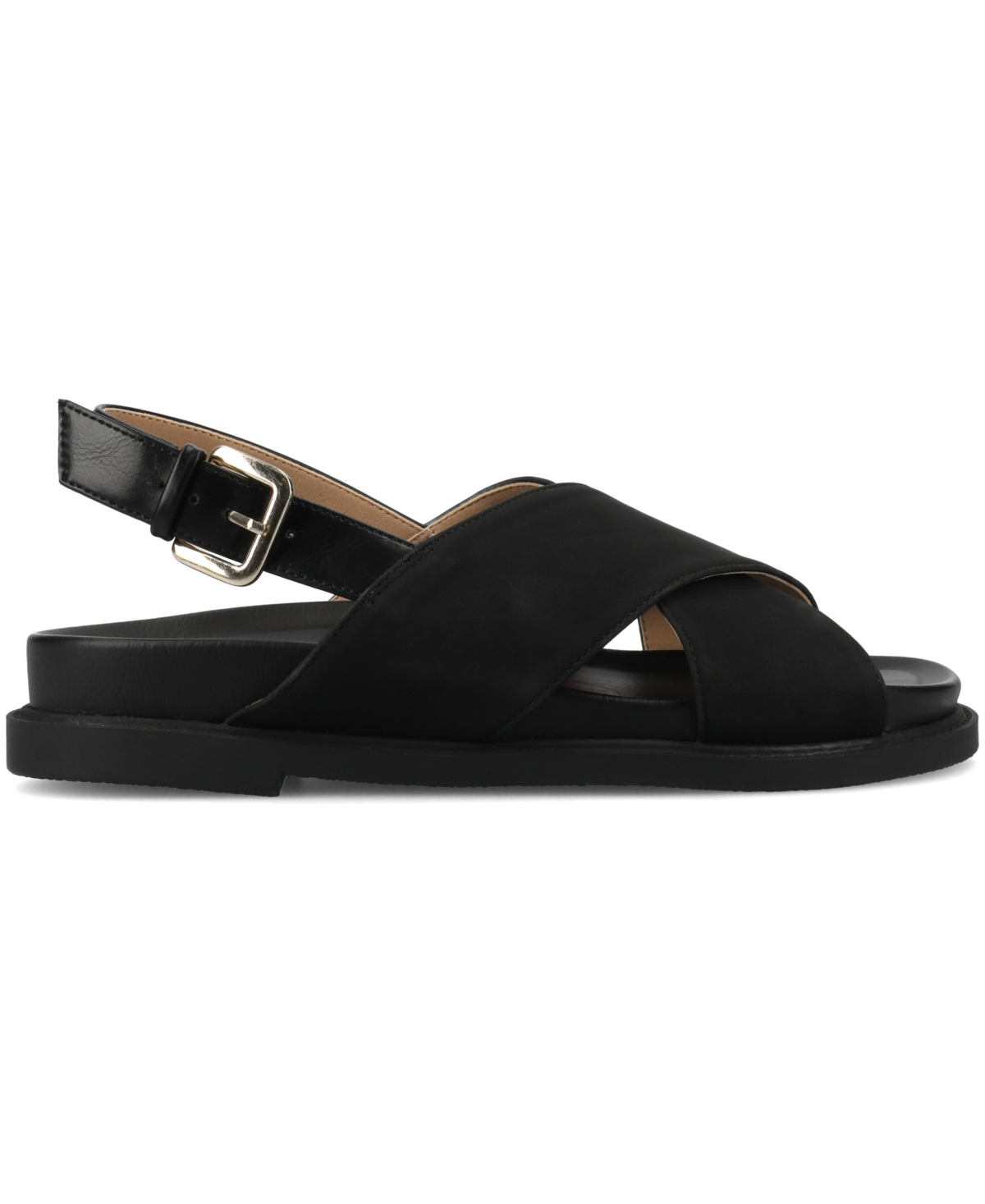 Journee Collection Women's Marinna Round Toe Flat Sandals In Black
