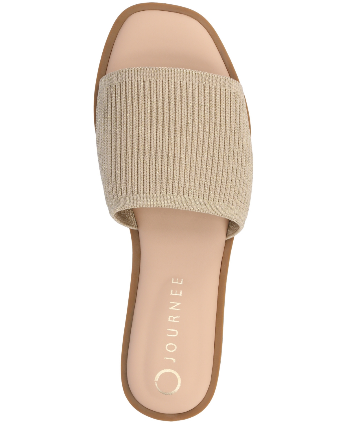 Journee Collection Women's Prisilla Single Band Slide Flat Sandals In Champagne