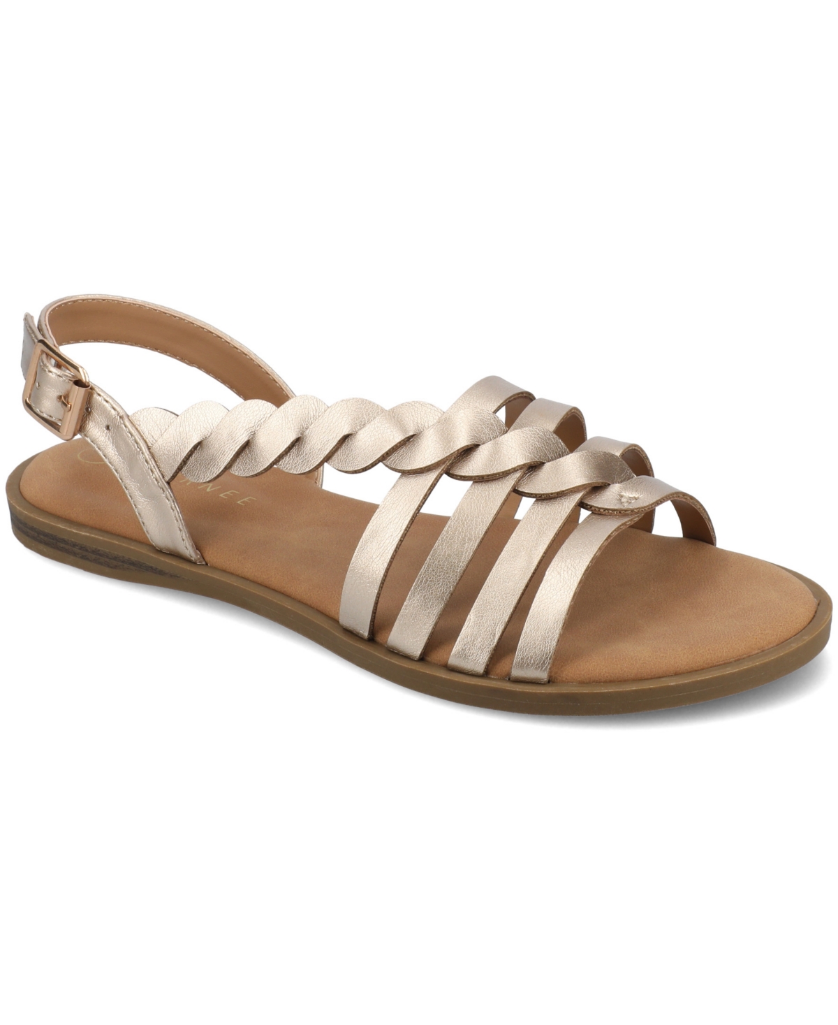 Journee Collection Solay Braided Strappy Sandal In Champagne