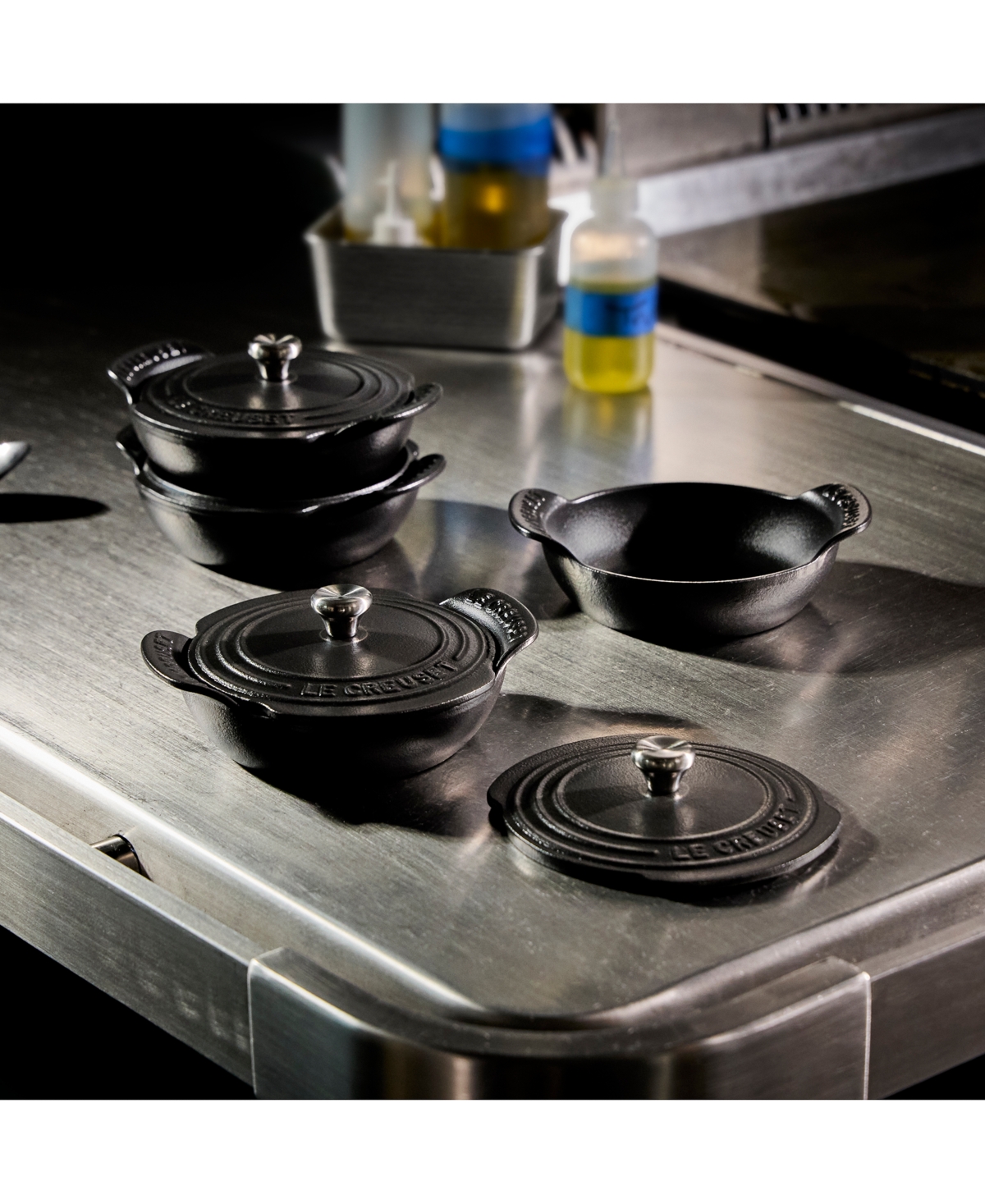 Le Creuset Enameled Cast Iron 4-pc. Covered Mini Round Braiser Set In Matte Black