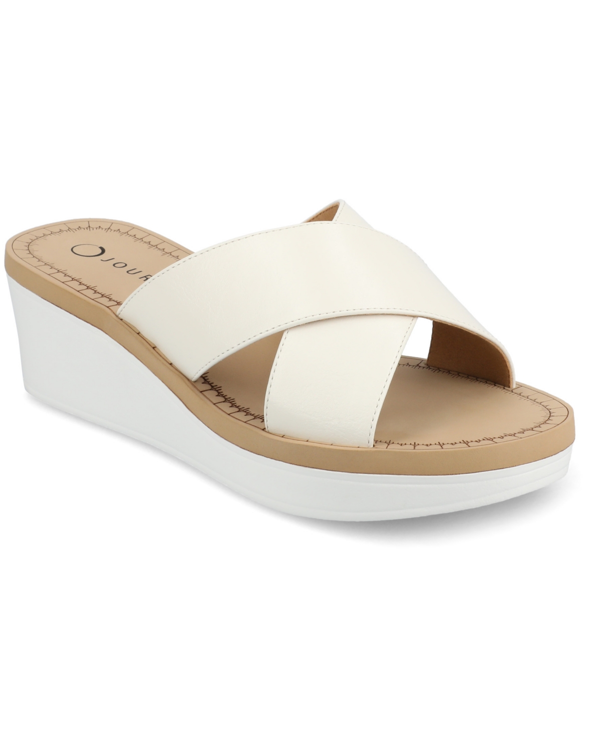 Shop Journee Collection Women's Biara Crisscross Platform Wedge Sandals In White