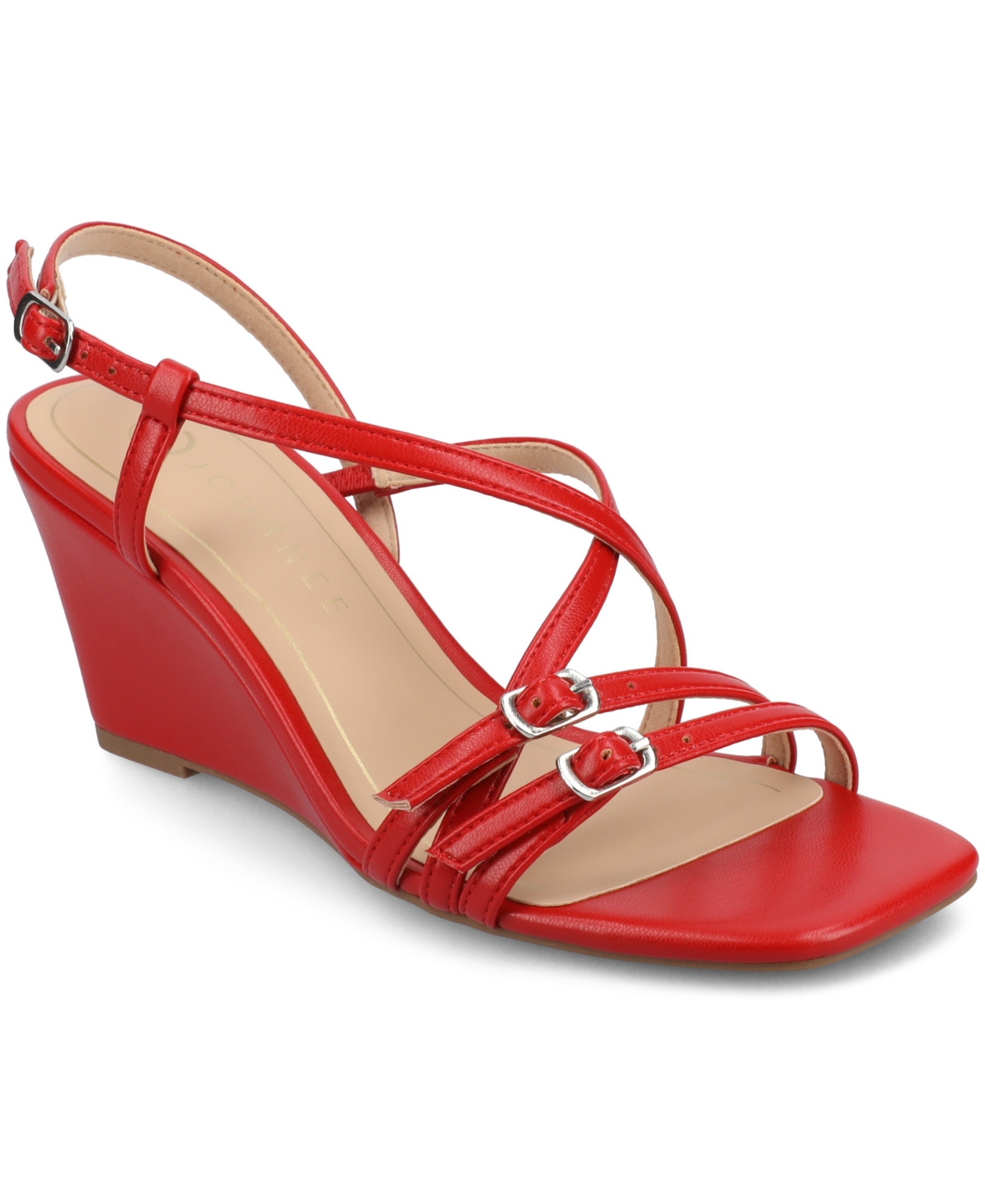 Journee Collection Clinne Wedge Sandal In Red