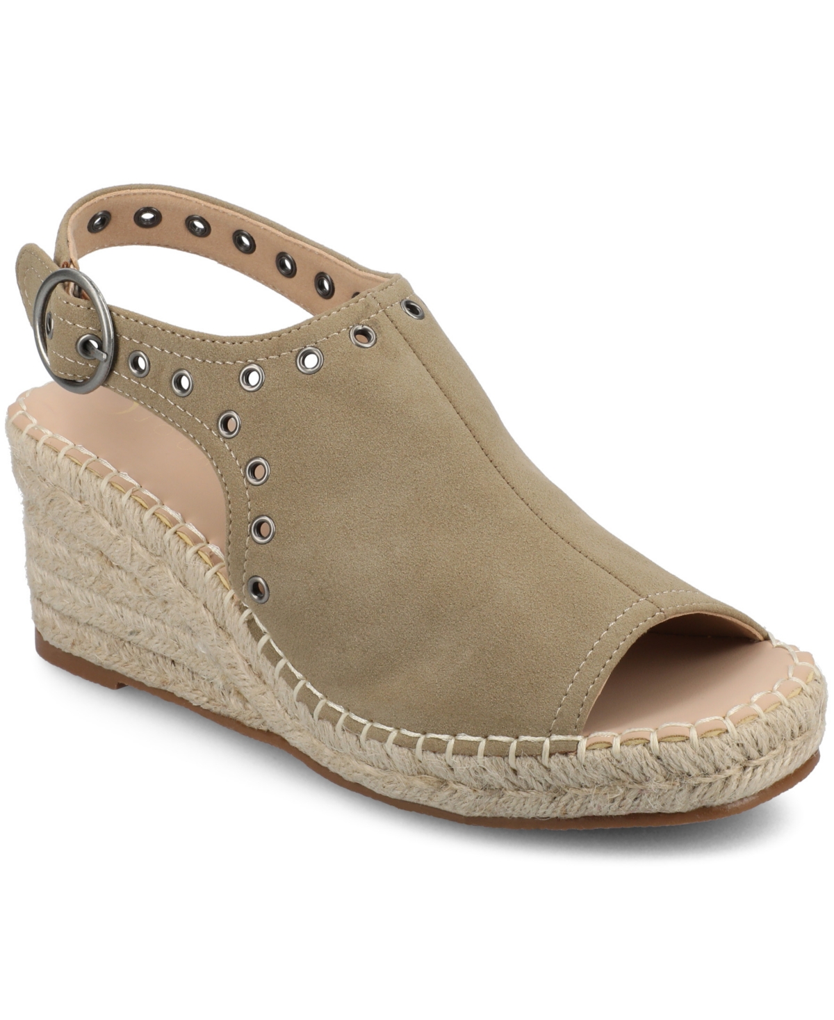 Journee Collection Women's Crisie Peep Toe Espadrille Wedge Sandals In Taupe