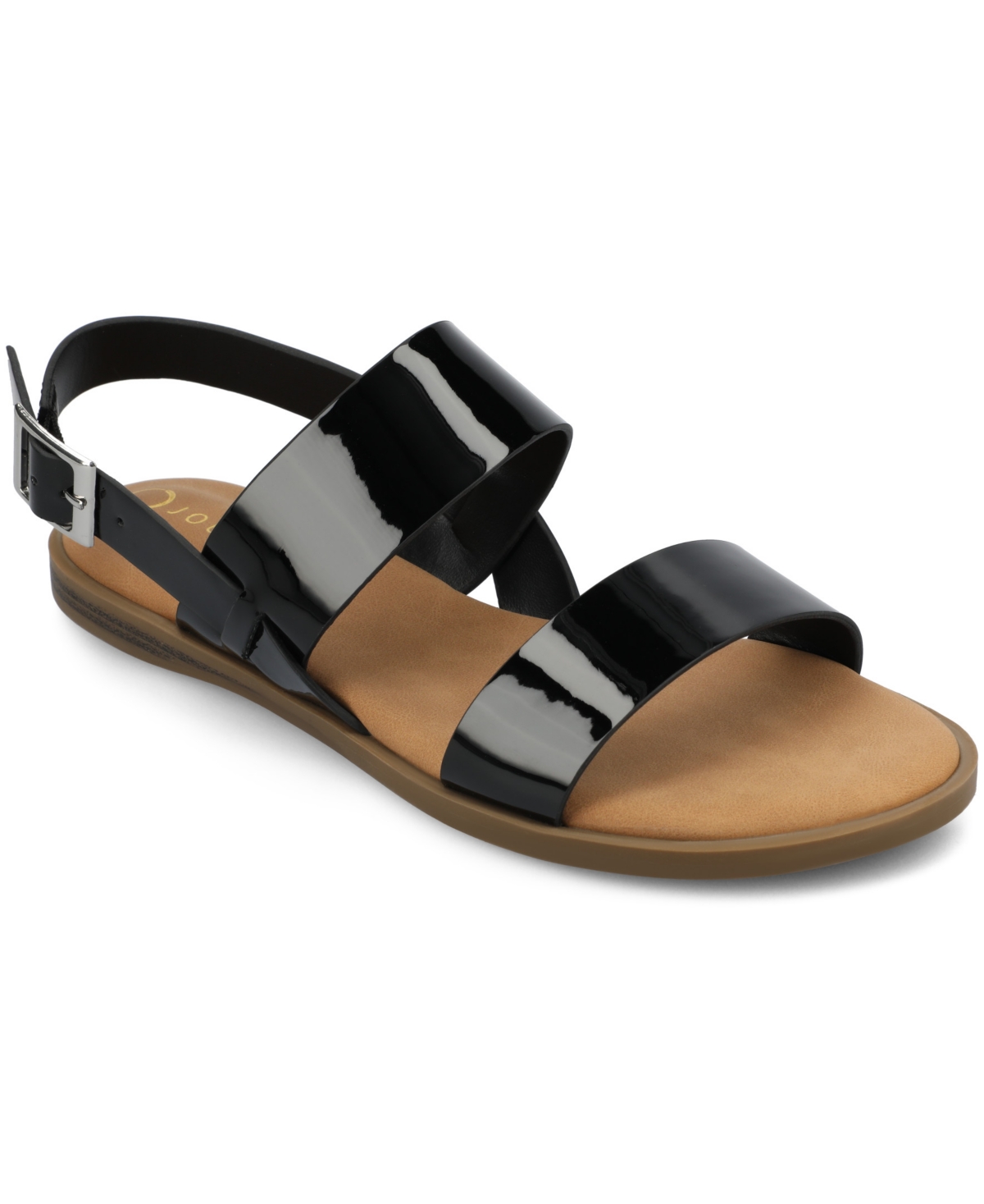 Journee Collection Lavine Slingback Sandal In Black Patent