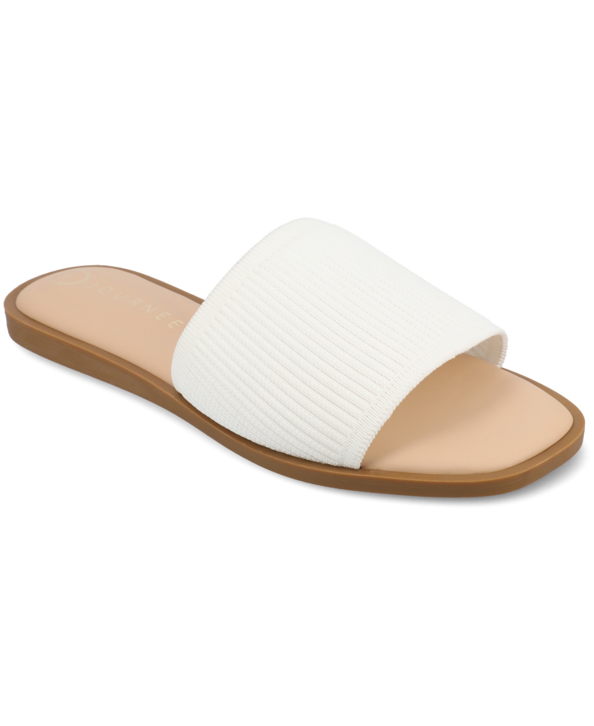 Journee Collection Women's Prisilla Single Band Slide Flat Sandals In White