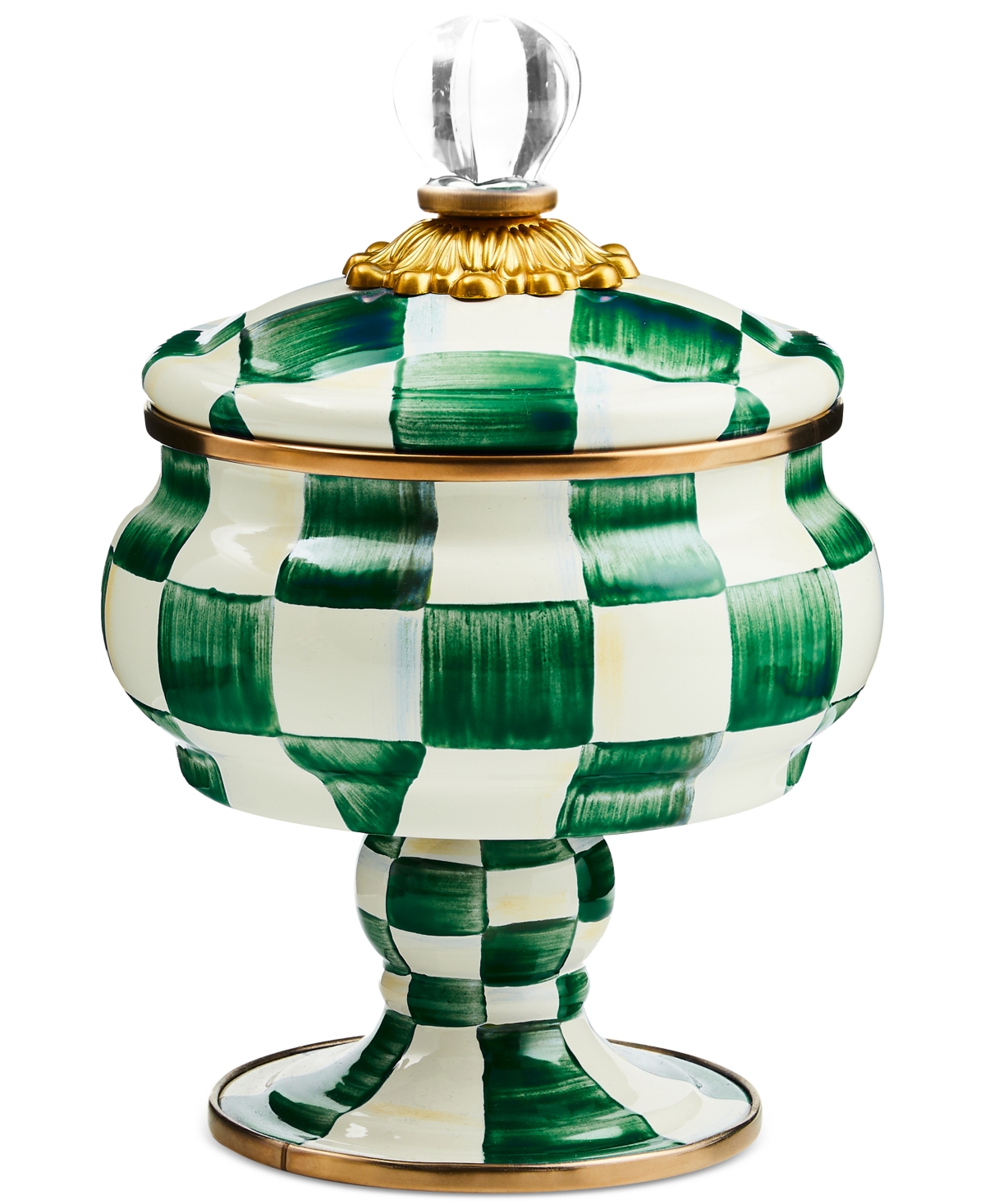 Emerald Check Curiosity Pot - Green