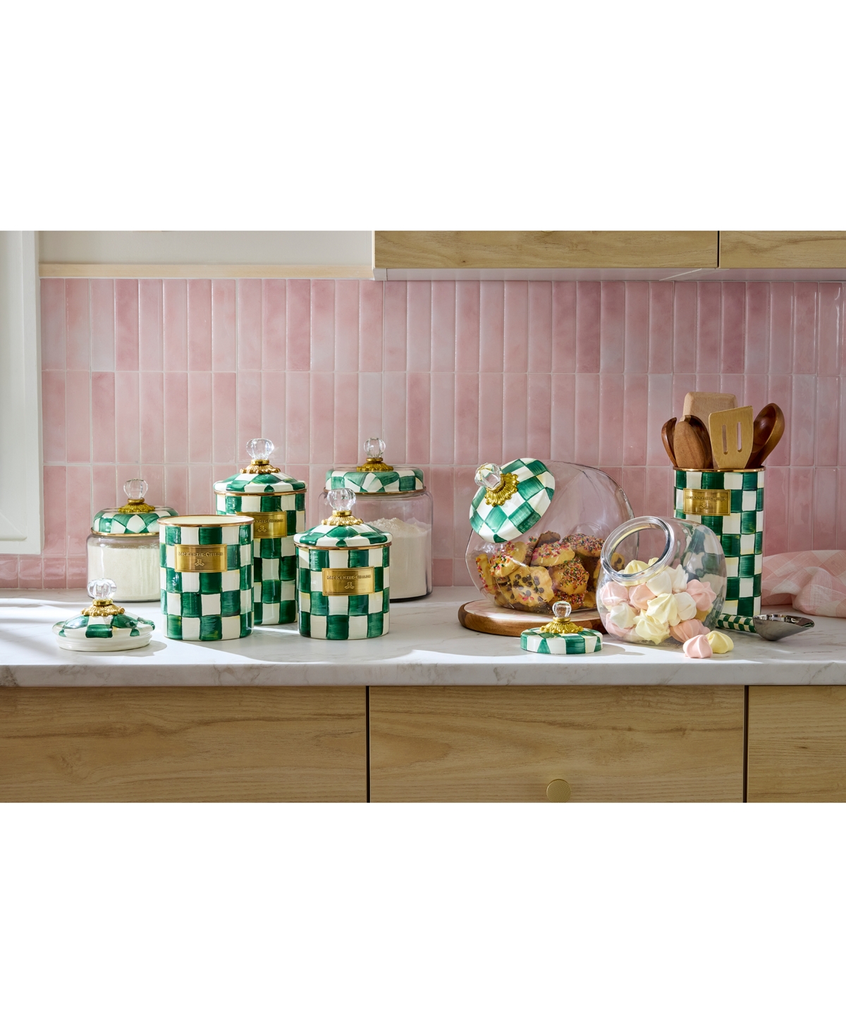 Mackenzie-childs Emerald Check Medium Canister