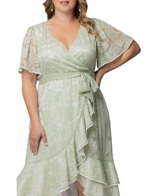 Plus Size Palermo Lace Faux Wrap Cocktail Dress