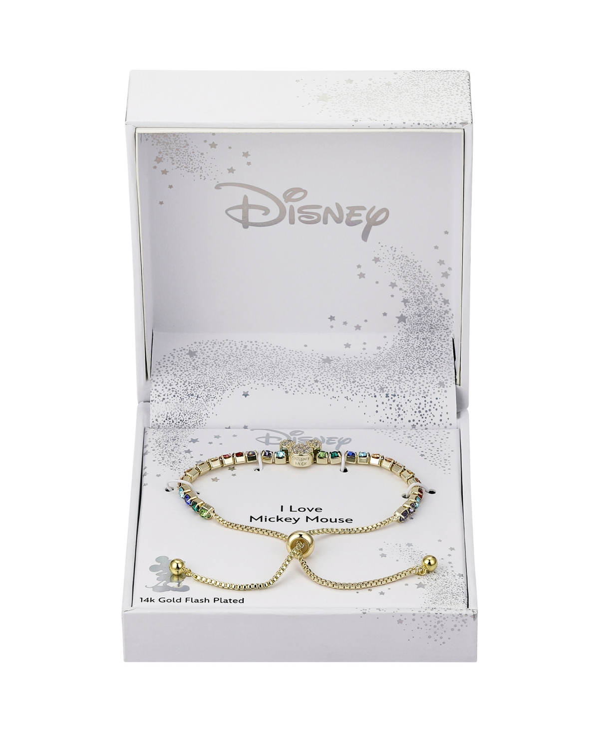 Disney Multi-color Crystal And Cubic Zirconia Mickey Mouse Bracelet In Gold