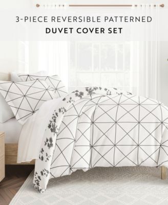 Ultra Soft Edgy Flowers 3-Pc. Reversible Duvet Cover Set, Full/Queen