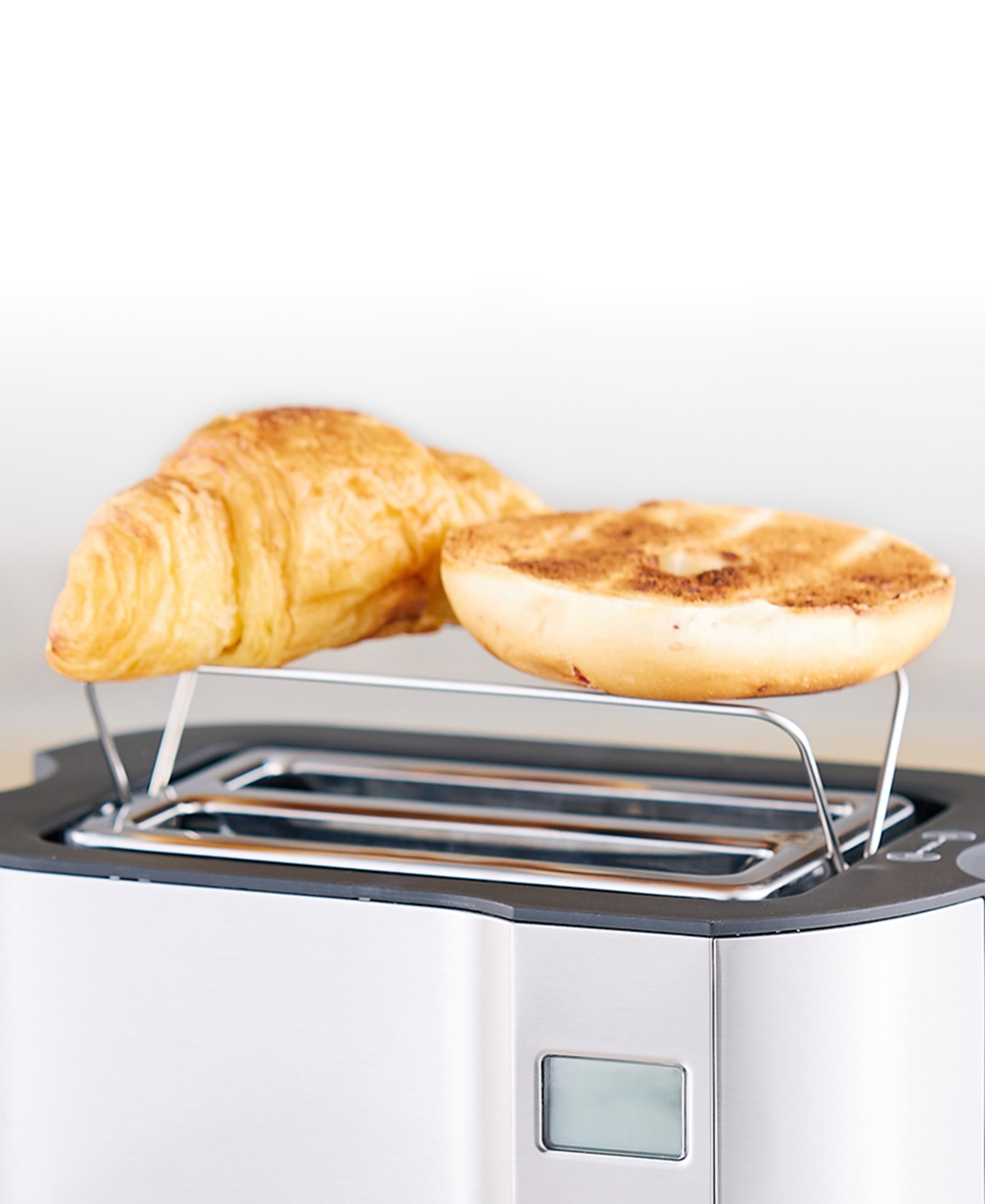 Elite Cuisine 2-slice Lcd Toaster With Bagel Function In Stainless Steel