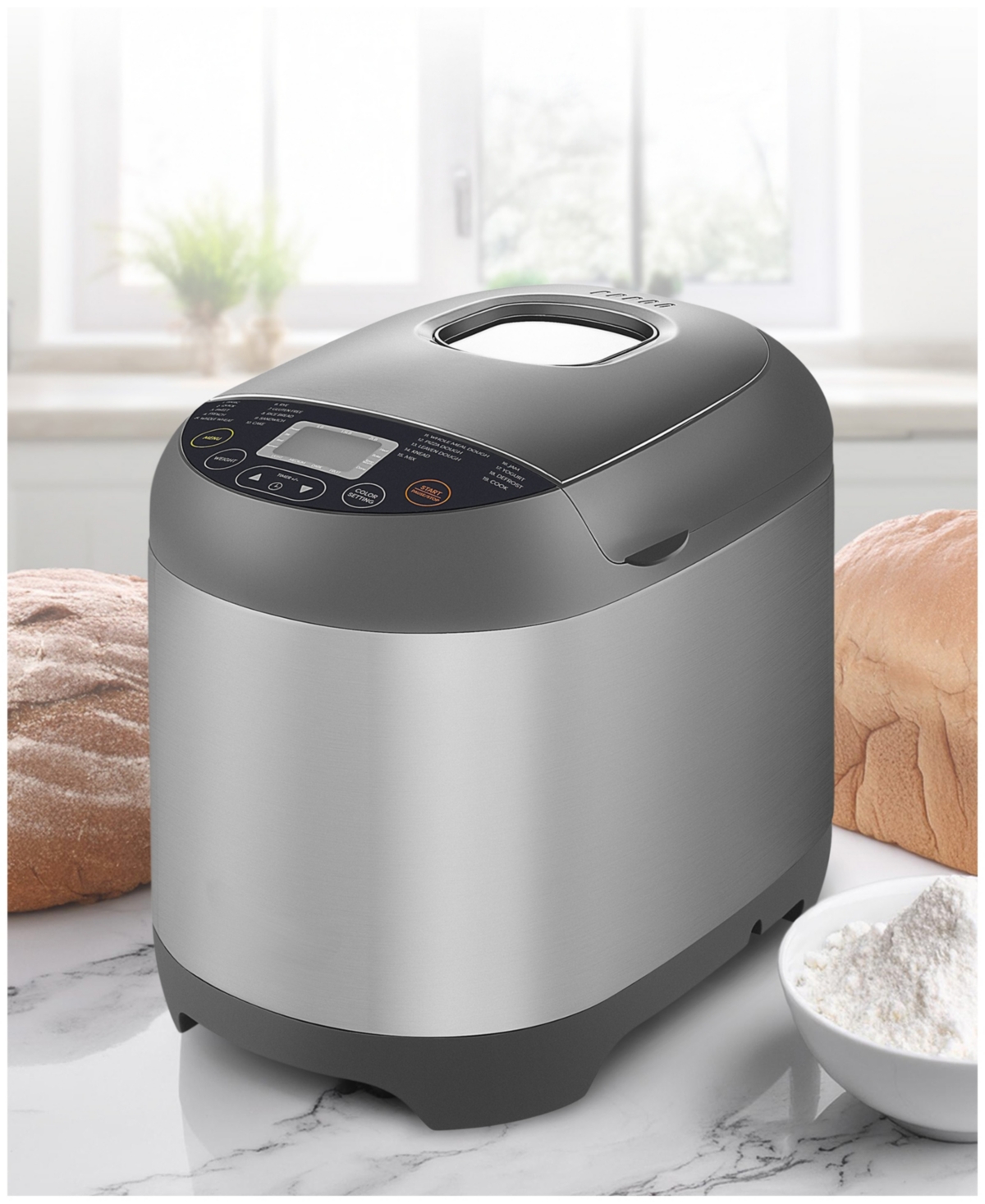 Elite Cuisine 2lb Programmable Bread Machine In Stainless Steel