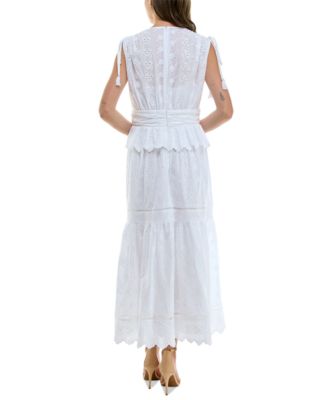 sachin and babi light blue dress Women's Black Eyelet-Embroidered Dress with Tie Shoulder Straps
