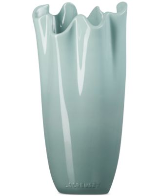 Stoneware Iris Collection Ruffle Vase, 12"H
