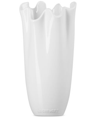 Stoneware Iris Collection Ruffle Vase, 12"H