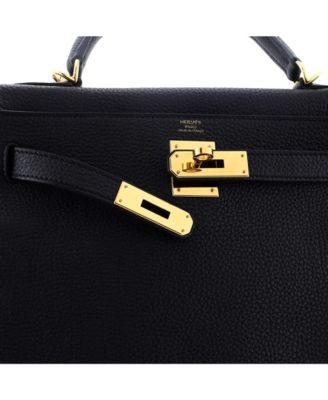 Pre-Owned Hermes Kelly 28 Handbag Black Togo with Gold Hardware