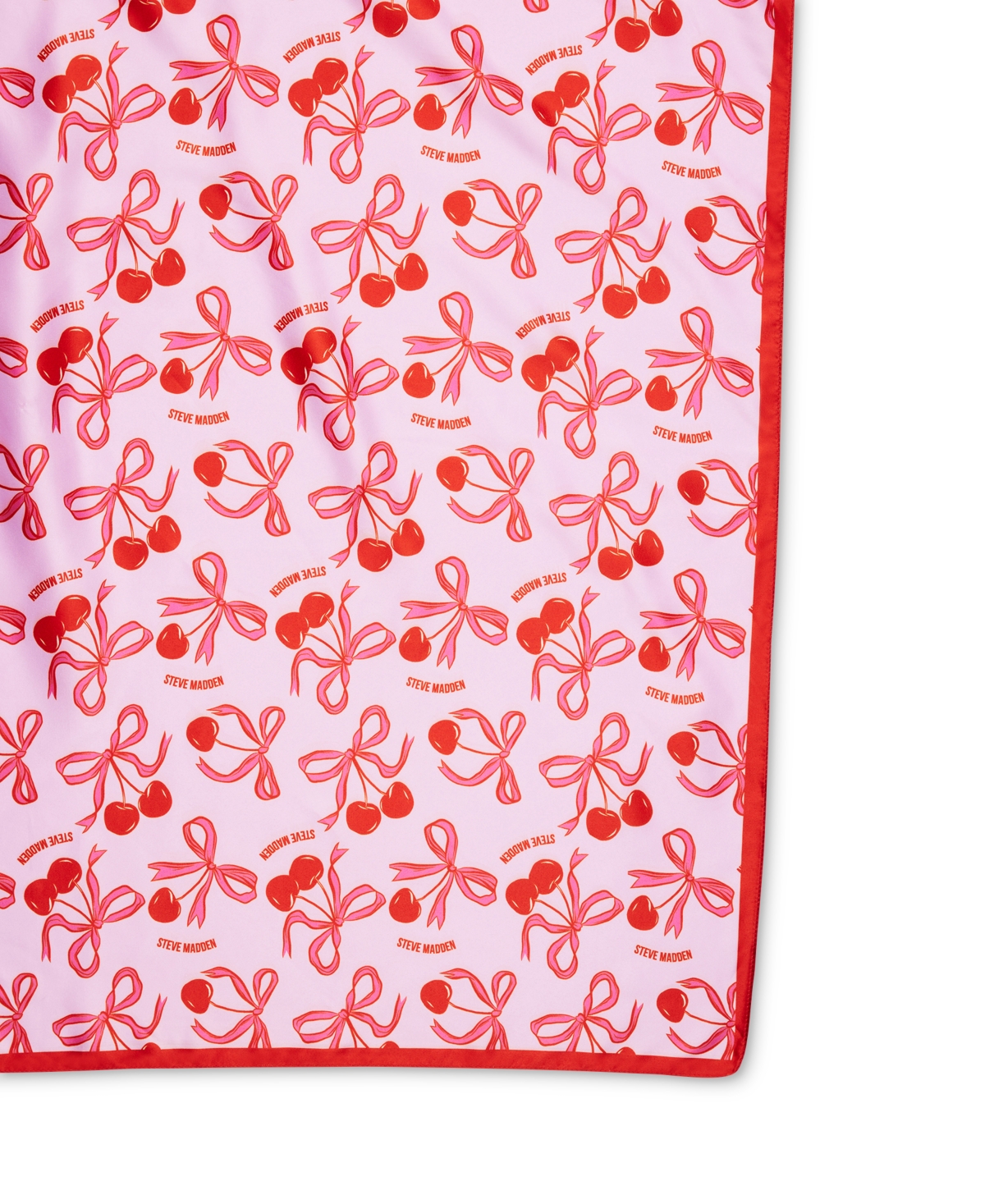 Steve Madden Kitchy Cherries Print Bow Scarf In Petal Pink