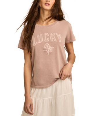 Lucky Brand - Women's Cotton Lucky Tonal Applique Classic Crew T-Shirt