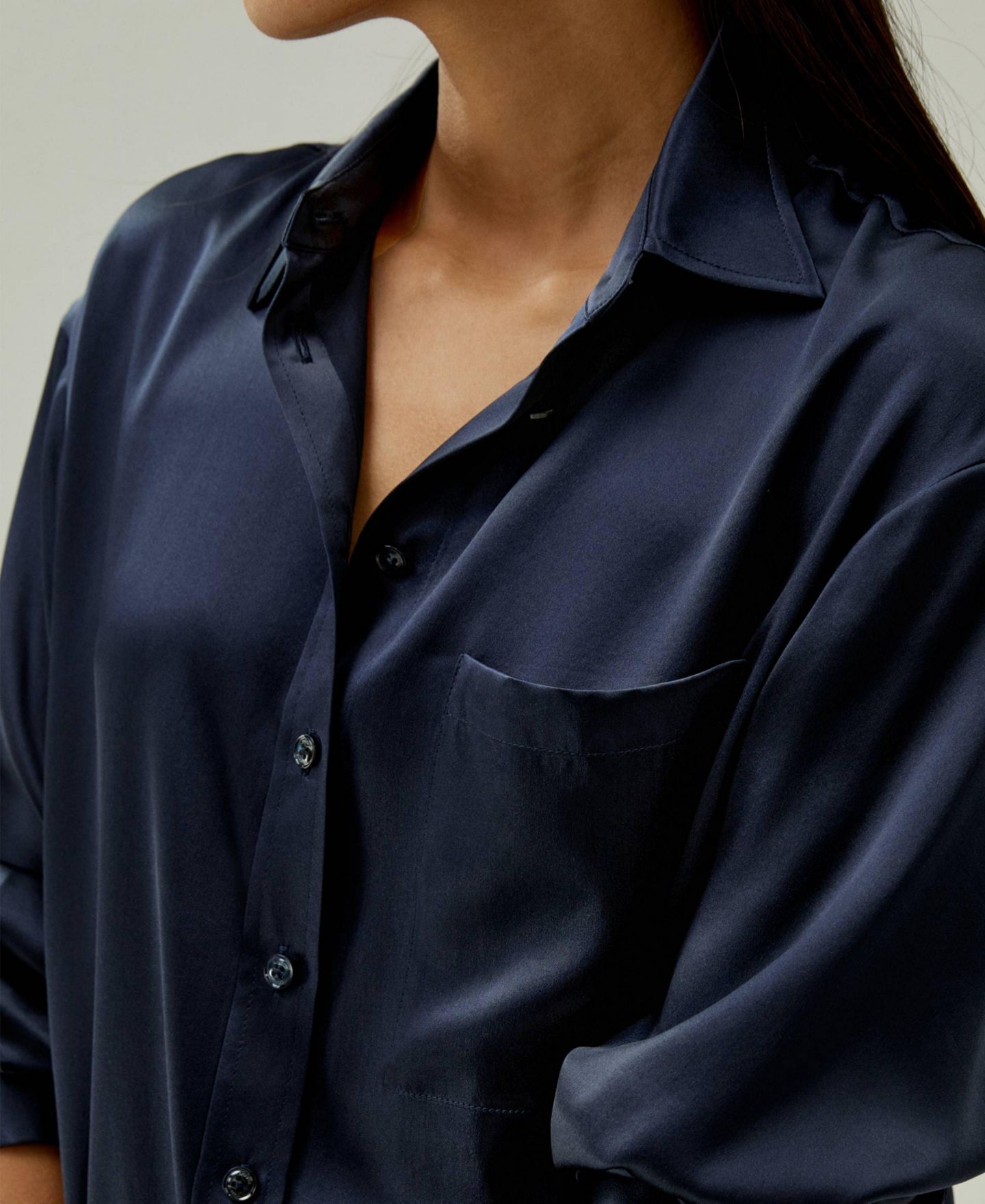 Женская рубашка LILYSILK Casual Spread Collar Silk, цвет: Серый — фото 6