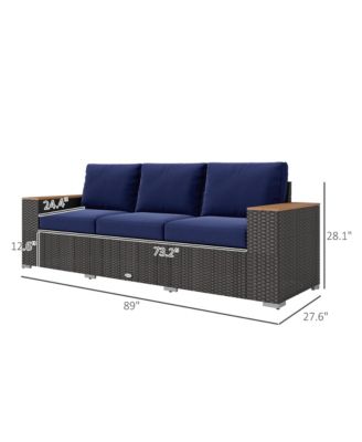 3-Seater Outdoor Sofa w/ Thick Cushions, Patio Couch,
