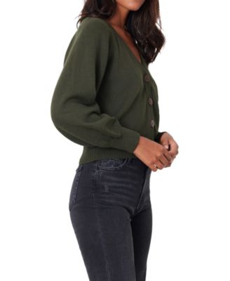 Women s Cotton Greta Cardigan in Forest Green