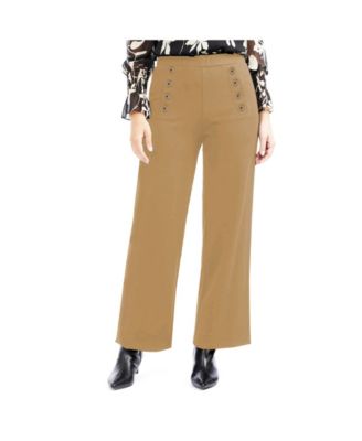Women's Wide Leg Pant with Button Detail