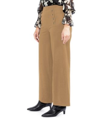 Women's Wide Leg Pant with Button Detail