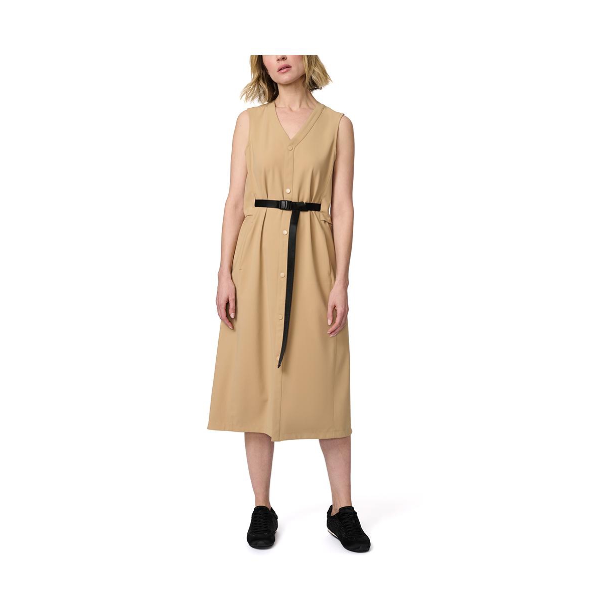 Knit Garbadine Vest Dress - Tan