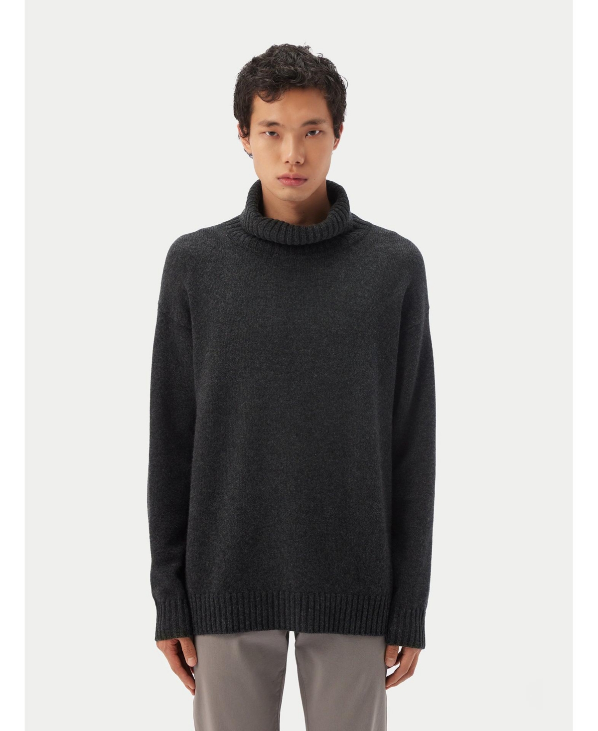 Usa Men's Cashmere Turtleneck - S / charcoal / MK224-75 - Gray-raven