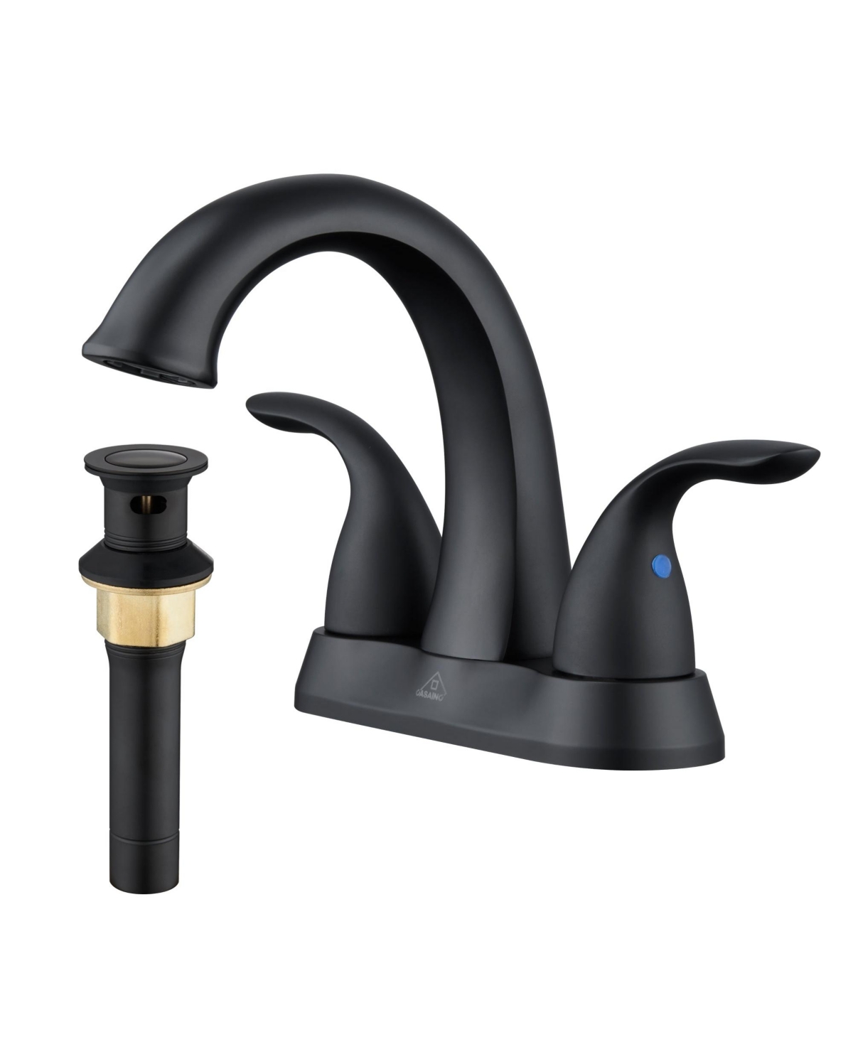 4 Inch 2-Handle Bathroom Sink Faucet Centerset Bathroom Faucet 2 Handle Sink Faucet with Pop up Drain Water Supply Hoses Brushed Nickel - Matte black