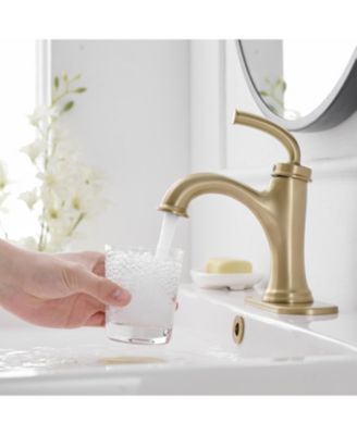 8" Widespread Double Handle Faucet with Metal Drain, Water-Saving Design Bathroom Faucet