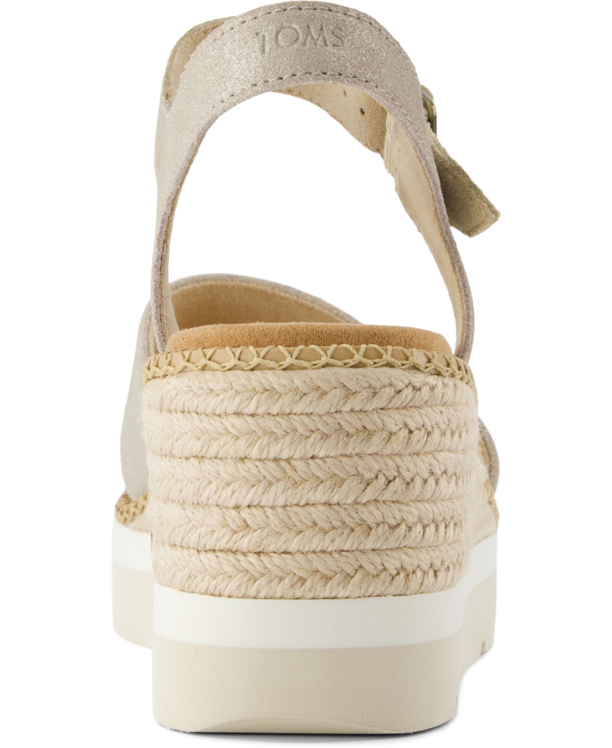 Shop Toms Women's Darya Open Toe Wedge Sandals In Champagne Metallic Suede