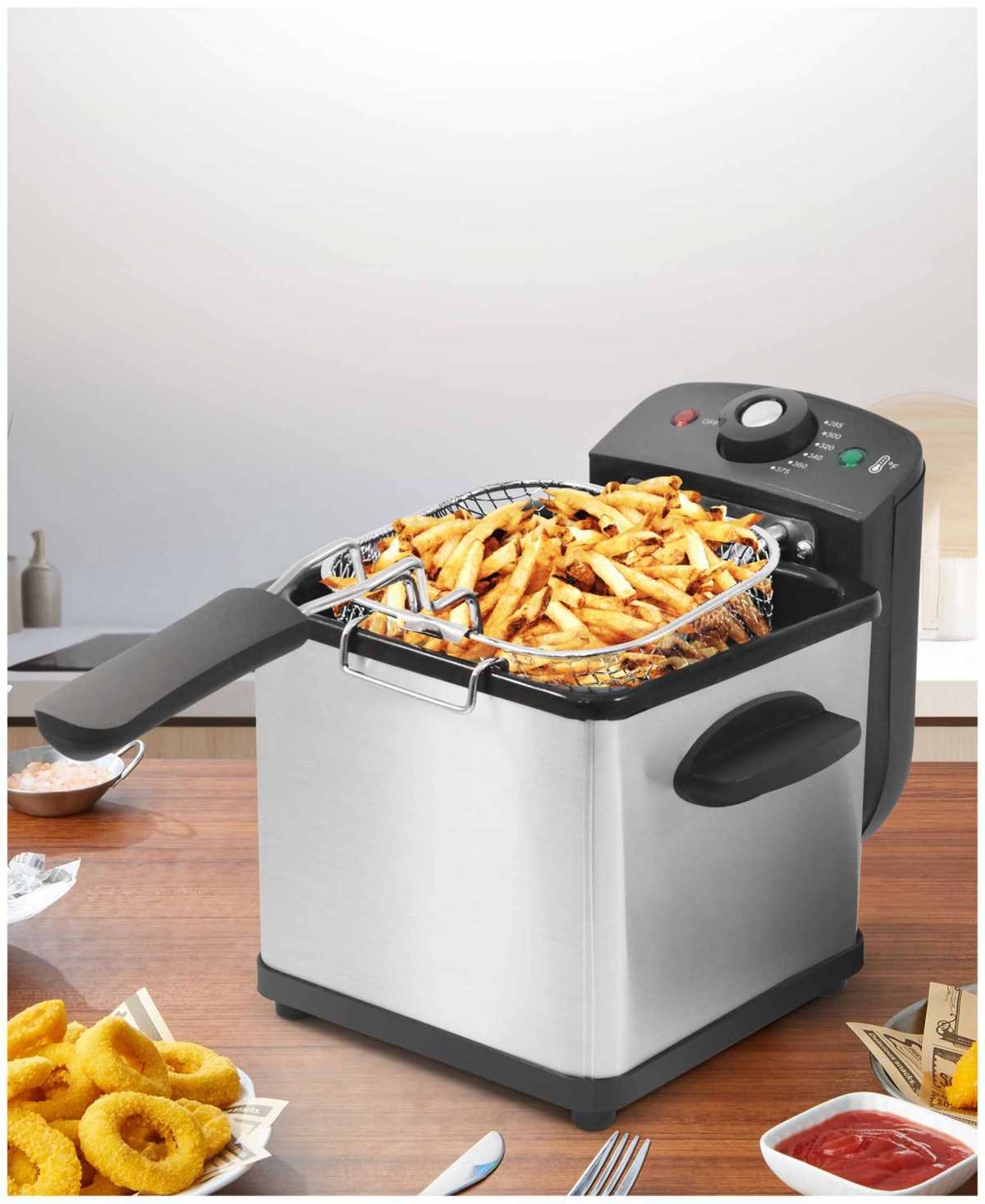 Elite Cuisine 1.6 Quart Stainless Steel Deep Fryer In Stainless Steel