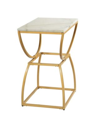 16" Marble Norman Wyatt Home Loren Elliptical Side Table