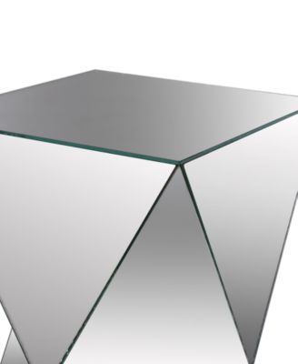 12.4" Glass Contemporary Harlequin Mirrored Pedestal Table