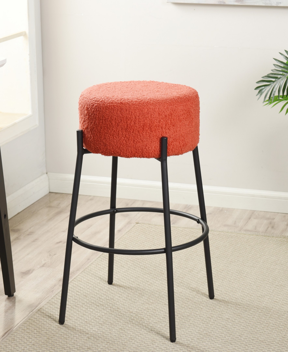 STYLECRAFT HOME COLLECTION 26" SOLOIST BOUCLE UPHOLSTERED MINIMALIST COUNTER STOOL 