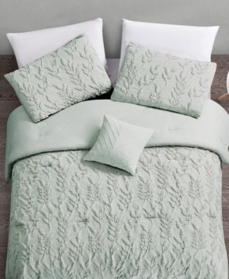 Jacquard Puckered Botanical 4-Pc. Comforter Set, King