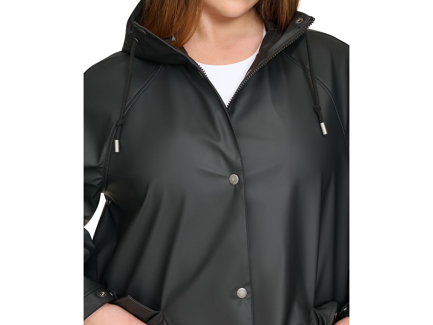 Женская куртка Levi's Plus Size Raglan-Sleeve Hooded Rain Jacket, цвет: Чёрный — фото 4