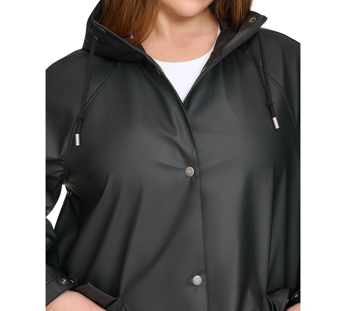 Levi's Plus Size Raglan-sleeve Hooded Rain Jacket In Black