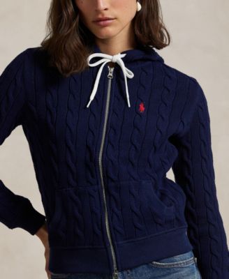Polo Ralph Lauren Women's Cable-Knit Cotton Full-Zip Hoodie