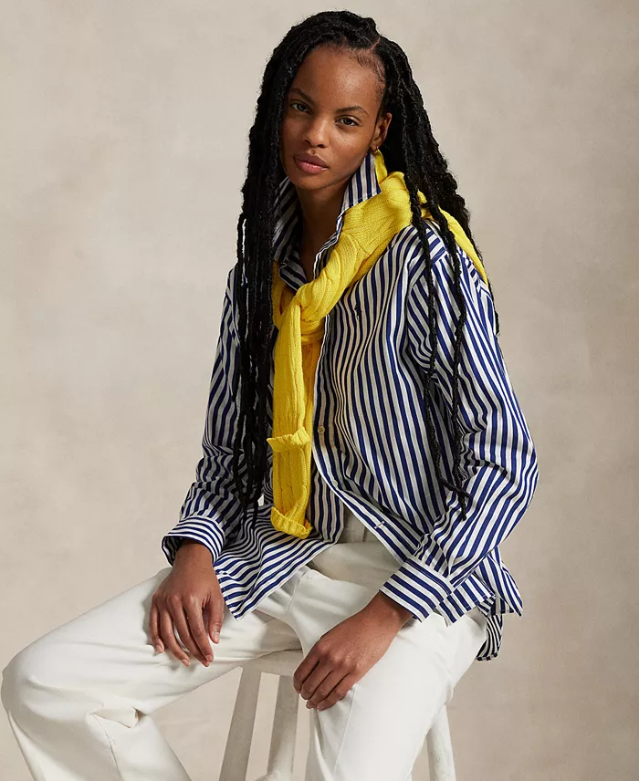 Women's Relaxed-Fit Striped Cotton Shirt - thumbnail 9
