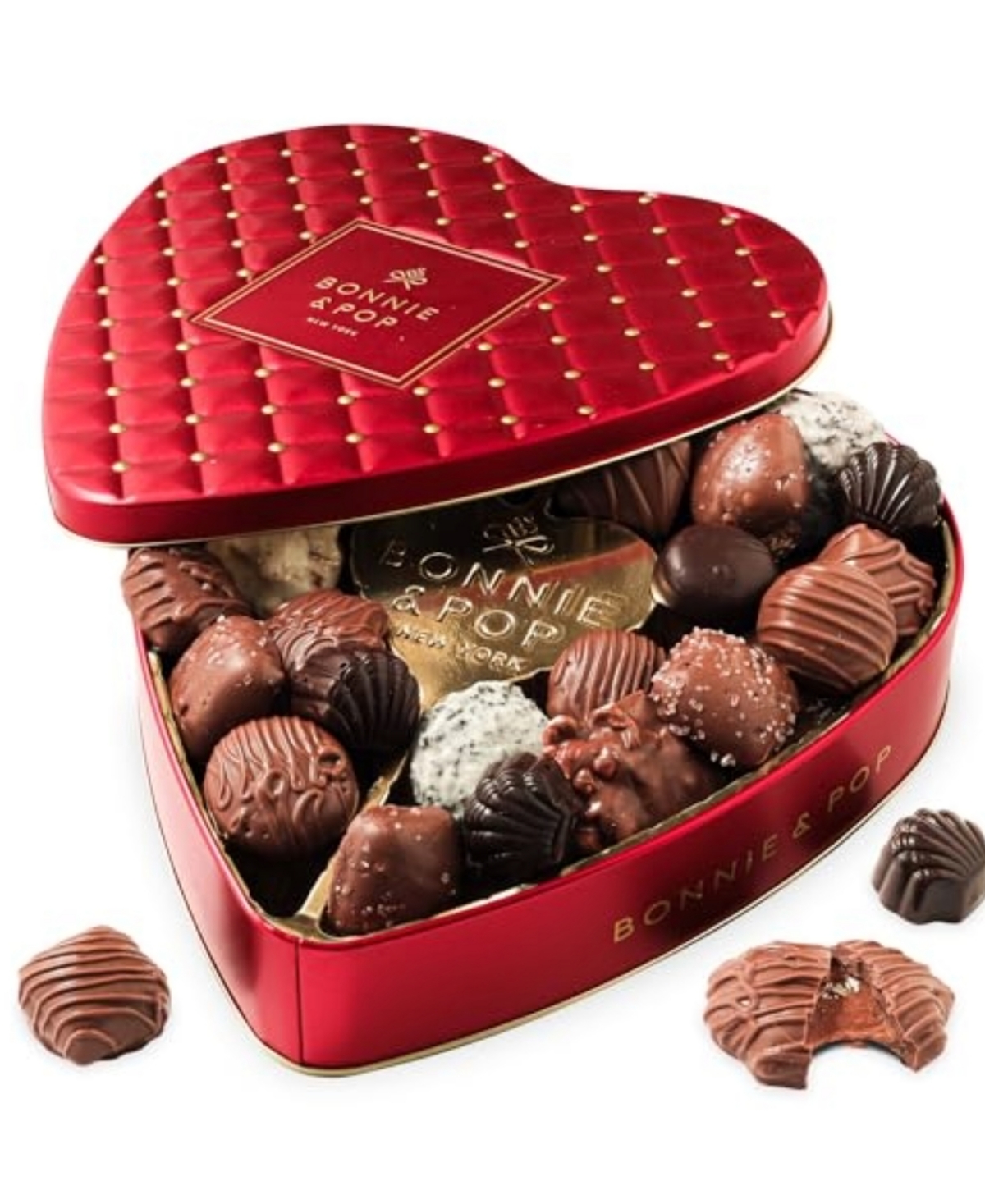 Bonnie & Pop Chocolate Truffle Gift Tin, Heart, 2 Lbs