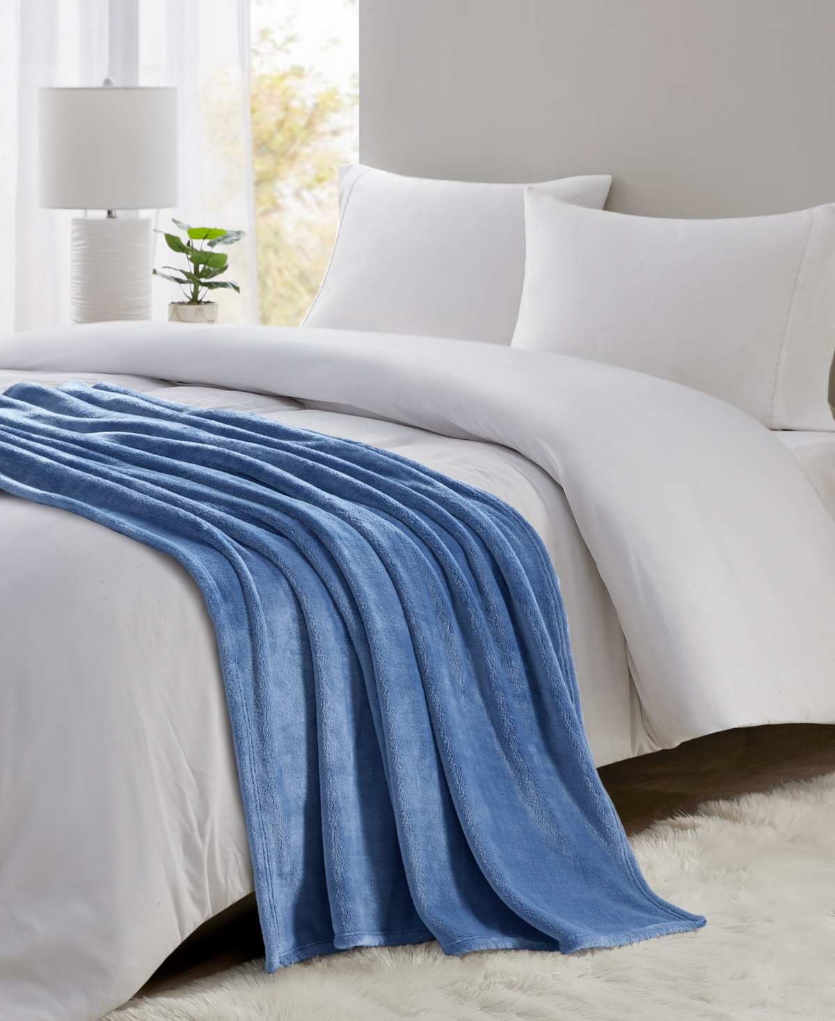 Premier Comfort Cozy Plush Printed Throw, 50" X 70", Exclusively At Macy's In Blue