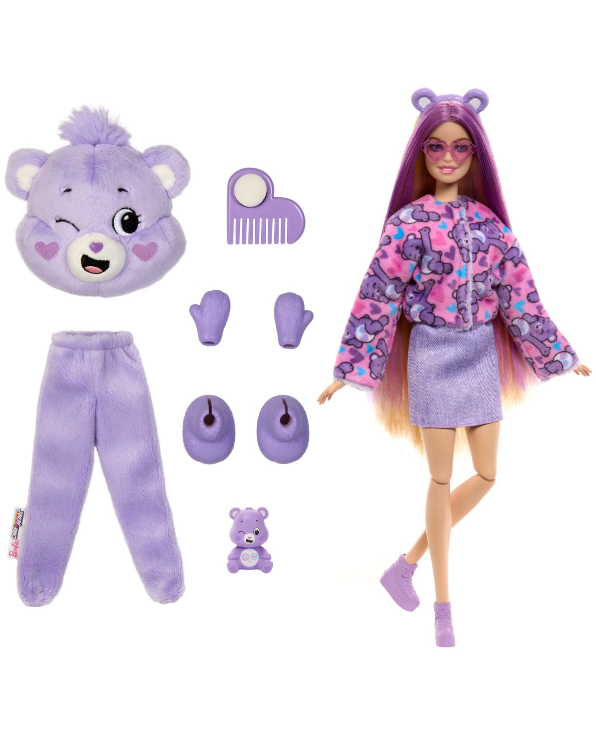 Barbie Cutie Reveal Care Bears Series Doll Accessories In Share Bear Plush Costume, 10 Surprises In Multi-color